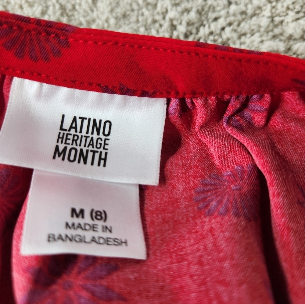 Latino Heritage Month Kids' Long Sleeve Girls' Dress - Red M - Picture 13 of 16